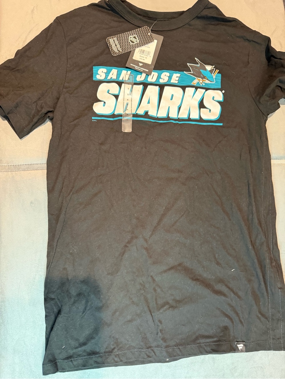 Fanatics San Jose Sharks Black Graphic Tee with Teal Accents